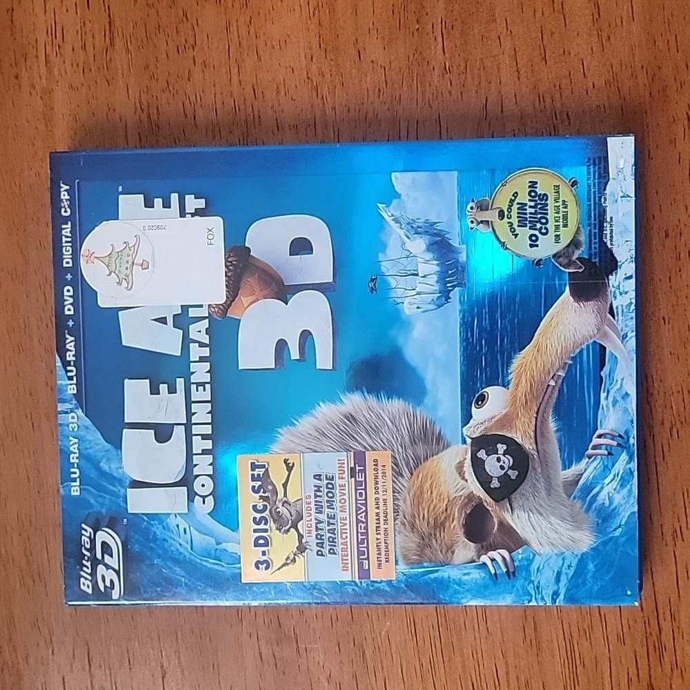 Ice Age Continental Drift Blu Ray 3D + Blu Ray + DVD + Digital Copy